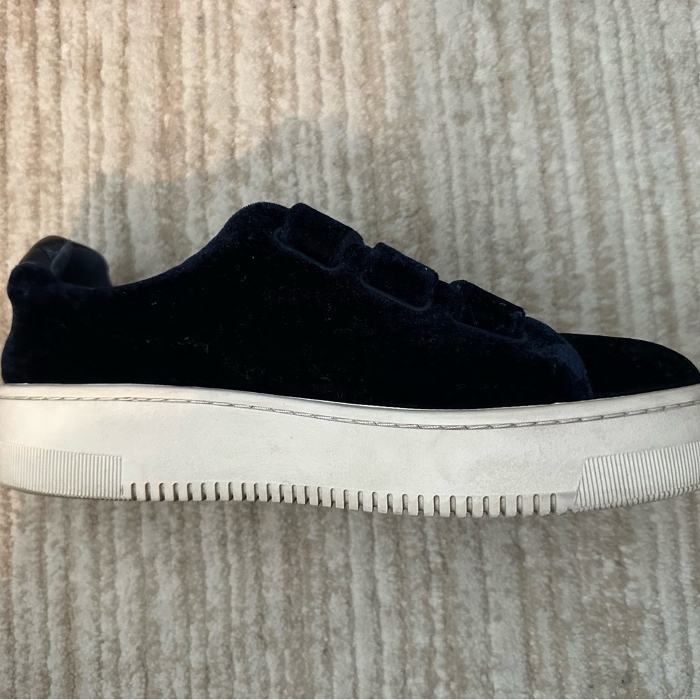 Sandro Paris Blue Velvet Platform Sneaker (Size 37)